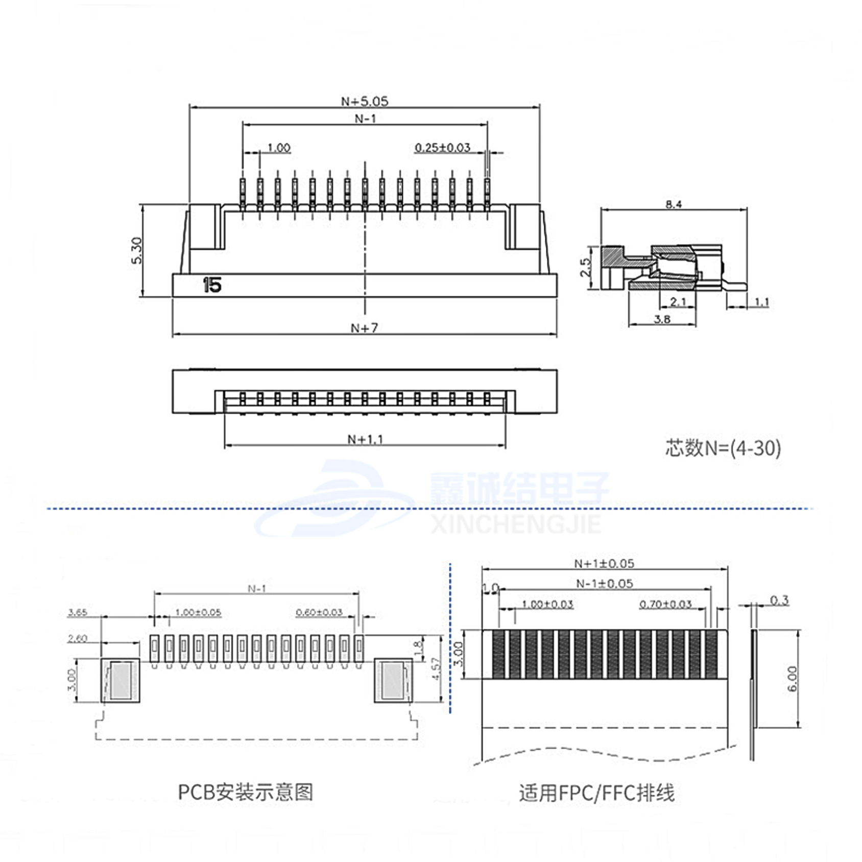 FPC 1.0mm2.5 ʽ½ 4-30PIN