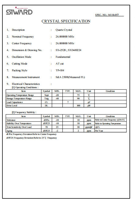 SIWARDϣXTL5A1100-M118-056 ̨ϣ26MHZ